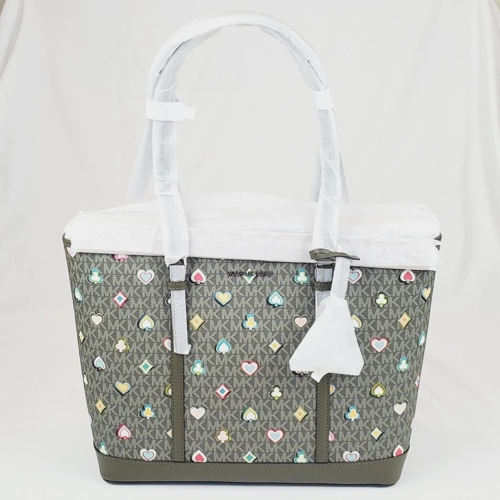 Michael Kors Jet Set Large Printed Signature Logo Tote Bag